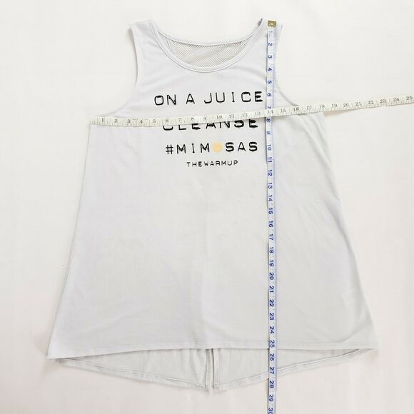 Jessica Simpson The Warm Up Split Back Graphic Tank Top Glowing White Size M - Picture 6 of 10